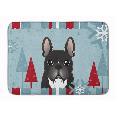 Carolines Treasures Winter Holiday French Bulldog Machine Washable Memory Foam Mat BB1723RUG